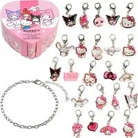 Cerdá Hello Kitty Schmuck Adventskalender 2025 Kinder DIY Charm Armband 24 Türen Rosa Weihnachtskalender Mädchen Teenager Kawaii Anime Geschenk