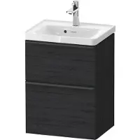 Duravit D-Neo Waschtischunterbau wandhängend, 484x625x372mm, 1 Auszug, 1 Schubkasten, mit Griff Diamantschwarz, DE43500BD160000, Farbe: Eiche Schwarz Matt Dekor