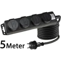 Chilitec Gartensteckdosenleiste für Außen 4-fach IP44 H07RN-F 3G1,5mm² Zuleitung 5m