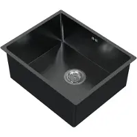 HAGO HAGO24 Edelstahl Einbauspüle 50x40cm Anthrazit Küchenspüle Spülbecken Schallschutz Kondensschutz Ablaufgarnitur Siphon