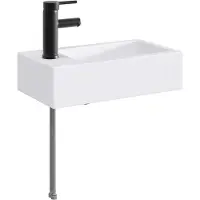 Syfax Waschbecken mit Wasserhahn und Abfluss Matt Schwarz