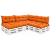 VBChome Palettenkissen 120x80 120x40 70x40 cm Europaletten Möbel Palettenauflage Garten Balkon 12 Farben mit Schaumstoffflocken Füllung Orange 7-TLG