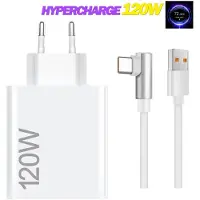 TELEFONMAX Für Xiaomi 120W HyperCharge, TurboCharge Ladegerät GaN Schnellladegerät Adapter mit 1M USB-C Winkelkabel