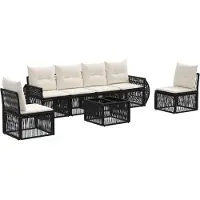 vidaXL Gartensofa-set 7 pcs Schwarz und Cremeweiß Poly-Rattan