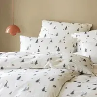 Elegante Soft-Flanell Bettwäsche Winterwald weiß Kissenbezug einzeln 80x80 cm - weiß