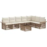 vidaXL Gartensofa-set 8 Stk. Beige Poly-Rattan
