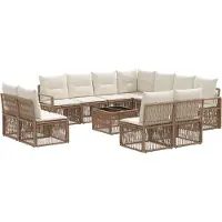 vidaXL Gartensofa-set 12 pcs Beige Poly-Rattan
