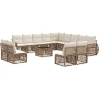 vidaXL Gartensofa-set 14 pcs Beige und Cremeweiß Poly-Rattan