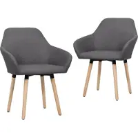 vidaXL Esszimmerstühle 2 Stk. Dunkelgrau Stoff