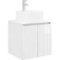 Syfax Wandmontierte Waschtisch Hochglanz Weiß 49,5 x 44,5 x 65 cm