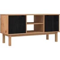 vidaXL TV-Ständer OTTA 113,5 x 43 x 57 cm Schwarz Massives Kiefernholz