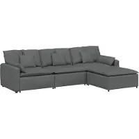 Syfax Modulares Sofa mit Fußhocker und Kissen Dunkelgrau