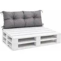 VBChome Palettenkissen für Europaletten Möbel Palettenauflage Garten Balkon 12 Farben mit Schaumstoffflocken Füllung Grau Rückenkissen 120 x 40 cm