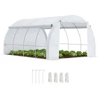 Outsunny 3,97 x 3 x 2m Gewächshaus Foliengewächshaus mit UV-Schutz für Garten