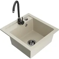 Mexen Vito 1-Becken-Granit-Spüle mit Mischbatterie Telma, Beige - 6503-69-670200-70