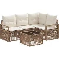 vidaXL Gartensofa-set 5 pcs Beige Poly-Rattan