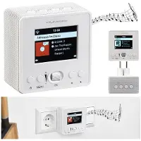 Pearl VR-Radio IRS-310 Internet Steckdosenradio mit WLAN & Bluetooth 5, 6,1-cm-Display, 6 Watt