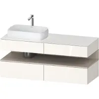 Duravit Collection One Konsolenwaschtischunterbau, 2 Auszüge, 2 Schubkästen, Ausschnitt links, 1400x550x600mm, Nische Taupe Supermatt, QA4765083220000, Farbe: Weiß Hochglanz
