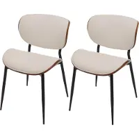 Mendler 2er-Set Esszimmerstuhl HWC-O45, Stuhl, Bugholz Kunstleder 280g/m² Walnuss-Optik, weiß