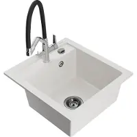 Mexen Vito Granitspüle 1-Becken, Weiß mit Armatur