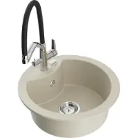 Mexen Diego 1-Becken-Granitspüle mit Mischbatterie Duo, Beige - 6512-69-671701-07