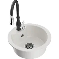Mexen Diego 1-Becken-Granit-Spüle mit Mischbatterie Savita, Weiß - 6512-20-672601-70