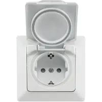 Chilitec MILOS Schutzkontakt-Steckdose 22785, UP, 16A/250V, IP44. mit Deckel, weiss