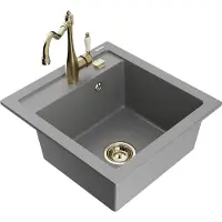 Mexen Vito 1-Becken-Granit-Spüle mit Mischbatterie Carla, Grau - 6503-71-670700-50