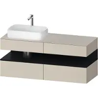 Duravit Collection One Konsolenwaschtischunterbau, 2 Auszüge, 2 Schubkästen, Ausschnitt links, 1400x550x600mm, Nische Eiche Schwarz, QA4765016830010, Farbe: Taupe Supermatt/mit Nischenbeleuchtung
