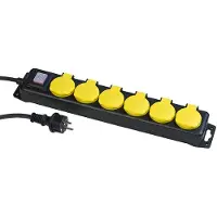 Revolt Schaltbare 6-fach-Outdoor-Steckdosenleiste, bis 3.680 Watt, IP44