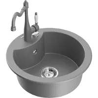 Mexen Diego 1-Becken-Granit-Spüle mit Mischbatterie Carla, Grau - 6512-71-670700-71