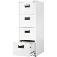 DELUKE Hängeregisterschrank abschließbar TION - 4 Schubladen mit Schloss | Aktenschrank Büroschrank aus Stahl Metallschrank, 132x46x62cm Weiß