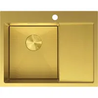 Mexen Exar Spülbecken Edelstahl 1-Kammer mit Ablage links 620 x 480 mm, golden HC - 6431621005L-55HC