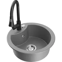 Mexen Diego 1-Becken-Granit-Spüle mit Mischbatterie Elia, Grau - 6512-71-670101-70