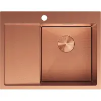 Mexen Exar Edelstahlspüle 1-beckig mit Ablage rechts 620 x 480 mm, Kupfer HC - 6432621005P-65HC