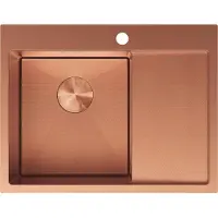 Mexen Exar Einbauspüle aus Edelstahl, 1 Becken, links, 620 x 480 mm, Kupfer HC - 6431621005L-65HC
