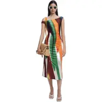 Desigual Sommerkleid Paint Lacroix 26SWVK17 Bunt Slim Fit
