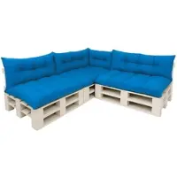 Setgarden Set 7er Palettensofa Kissen Outdoor 120 x 80cm cm Sitzkissen + Rückenkissen 120 x 40 cm 1tlg Blau