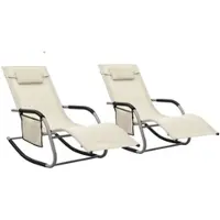 Furnicato Sonnenliegen 2 Stk Textilene Creme Und Grau