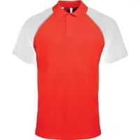 Kariban Herren Polo-Shirt Poloshirt Basic Kontrast Kragen Kurzarm Polohemd, Größe:M, Farbe:Red/White