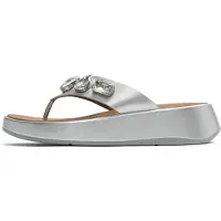 Original Brands FitFlop F-Mode Ultra-Jewel Leather Toe-Post Sandals SILBER 40