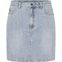 Kaffe Jeansrock "Damen Denimrock KAbabeth", Damen, Gr. 34, blau (blau denim, feather flower emb.), Obermaterial: 100% Baumwolle CO., Röcke Jeansrock