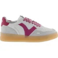 Victoria für Damen. 1257129 Seoul Lederturnschuhe weiß, rosa (37), 1 bis 3 cm, Schnürsenkel, Lässig