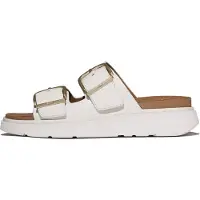 Original Brands FITFLOP FitFlop Gen-FF Leder-Pantoletten mit Schnalle und zwei Riemen WEISS 43
