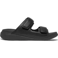 FitFlop Slipper F-Mode Go Adjustable Flatform Two-Bar Slides All Herren Black-Schuhgröße 44