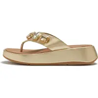 FitFlop Flip Flops F-Mode Ultra-Jewel Leather Toe-Post Sandals Damen Platino-Schuhgröße 42