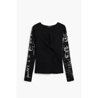 Desigual Bluse 26SWTK18 Schwarz Slim Fit