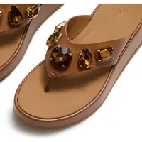 FitFlop Flip Flops F-Mode Ultra-Jewel Leather Toe-Post Sandals Damen Deep Tan-Schuhgröße 36