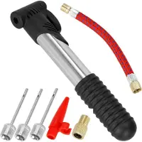 Springos Mini-Fahrradpumpe teleskopisch - Kunststoff und Aluminium - Silber - Inklusive Zubehör
