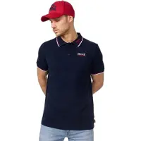 Lonsdale Herren Poloshirt schmale Passform LION Navy/Dark Red 4XL
